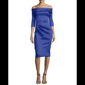 THEIA stretch saitin off the shoulder dress Like